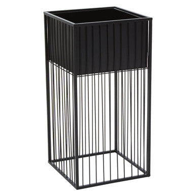 Alden Black Metal Square Floor Standing Planter with Raised Pot
