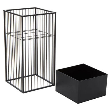 Alden Black Metal Square Floor Standing Planter with Raised Pot