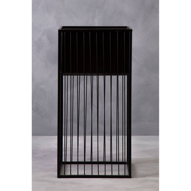 Alden Black Metal Square Floor Standing Planter with Raised Pot