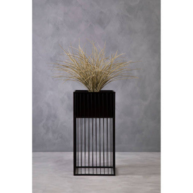 Alden Black Metal Square Floor Standing Planter with Raised Pot