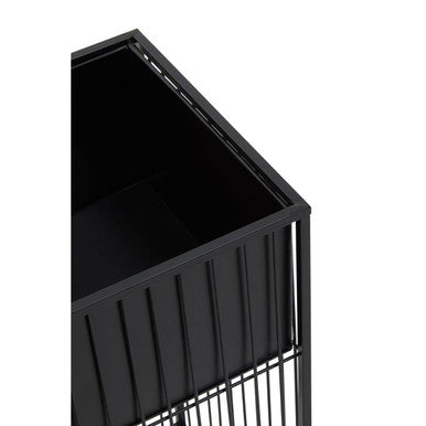 Alden Black Metal Square Floor Standing Planter with Raised Pot