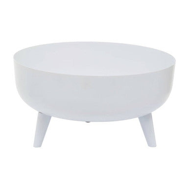 Alina White Metal Round Footed Planter with Angular Base