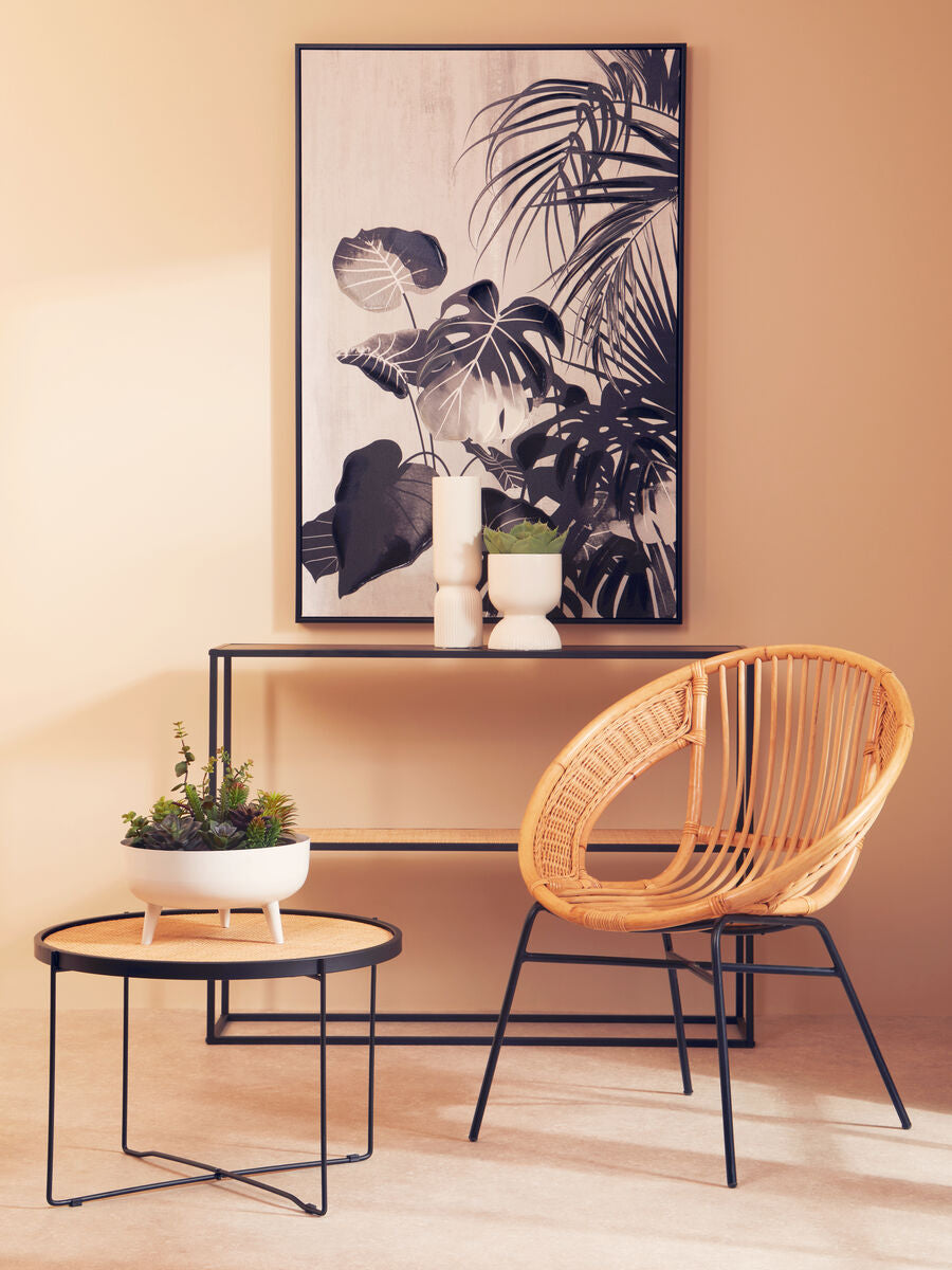 Alina White Metal Round Footed Planter with Angular Base