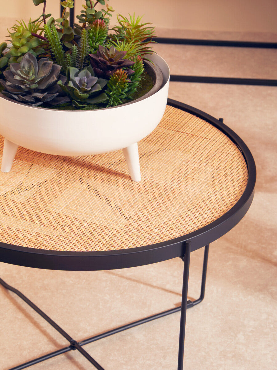 Alina White Metal Round Footed Planter with Angular Base