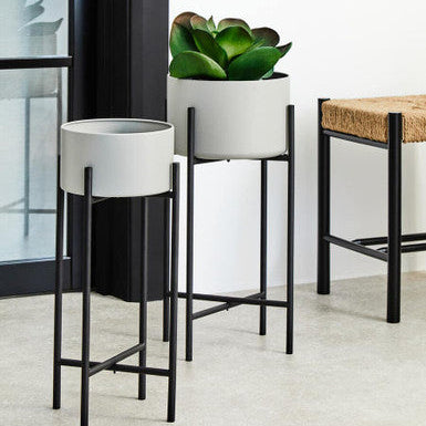 Trosa Small Grey And Black Floor Standing Planter