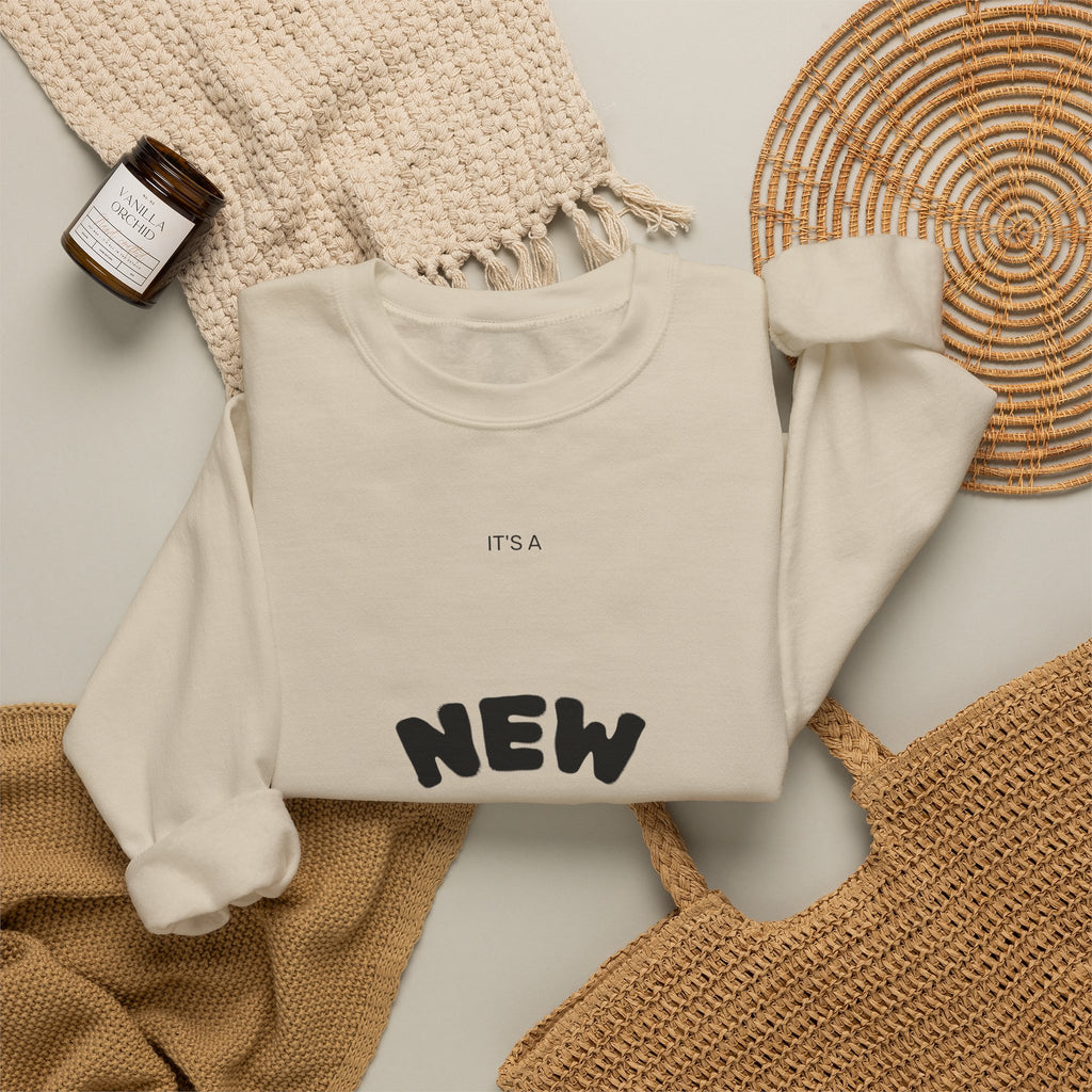 New Day Crewneck Sweatshirt — Minimal Positive Graphic Pullover