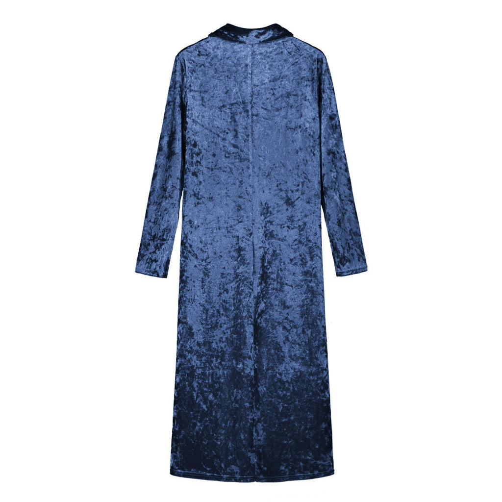 Long sleeve plus length velvet trench coat