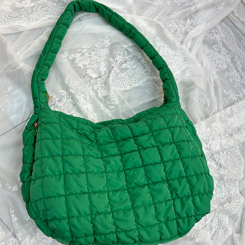 Women's Large-capacity Rhombus Pleated Diagonal Bag