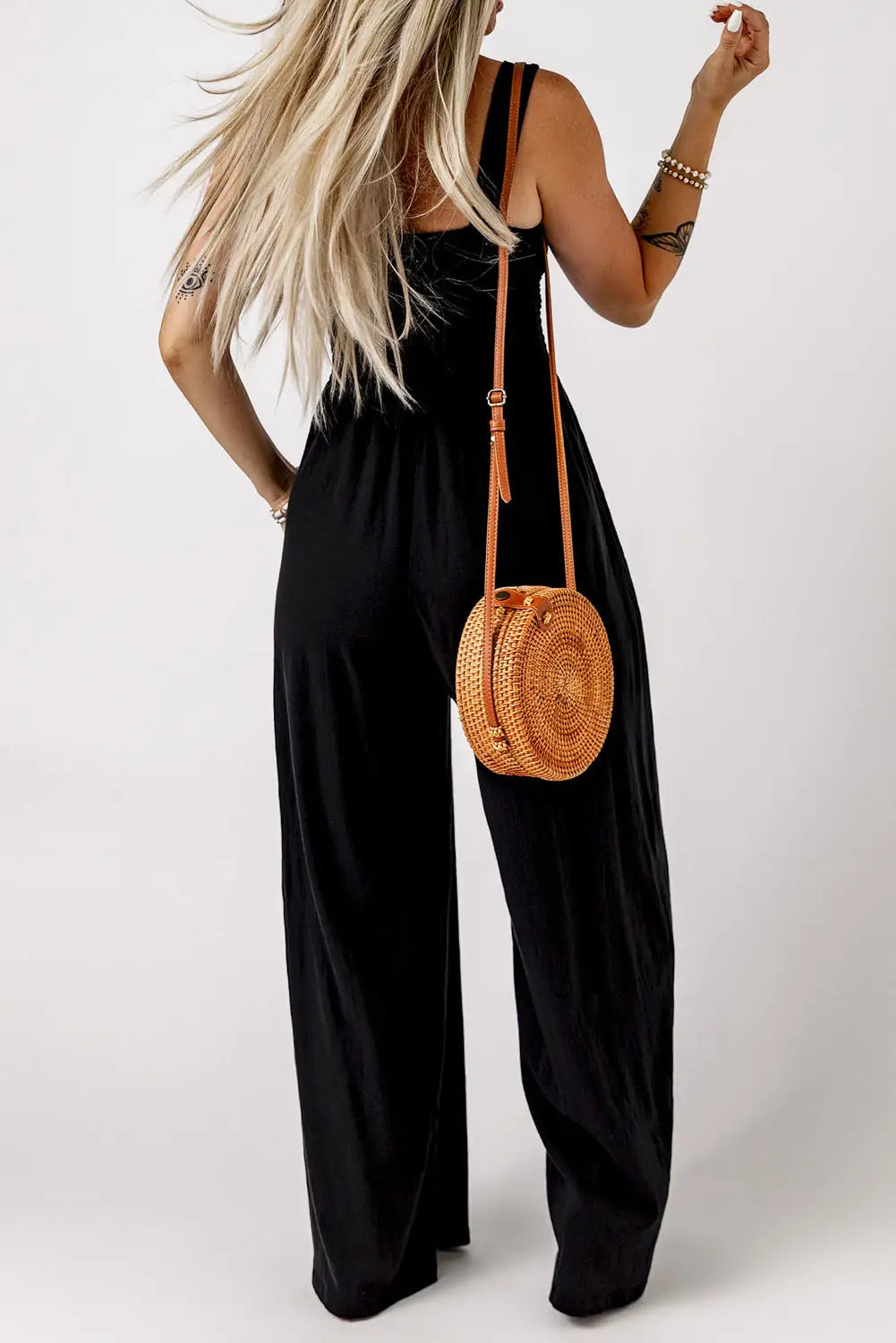 Smocked Square Neck Wide Leg Jumpsuit Women UK