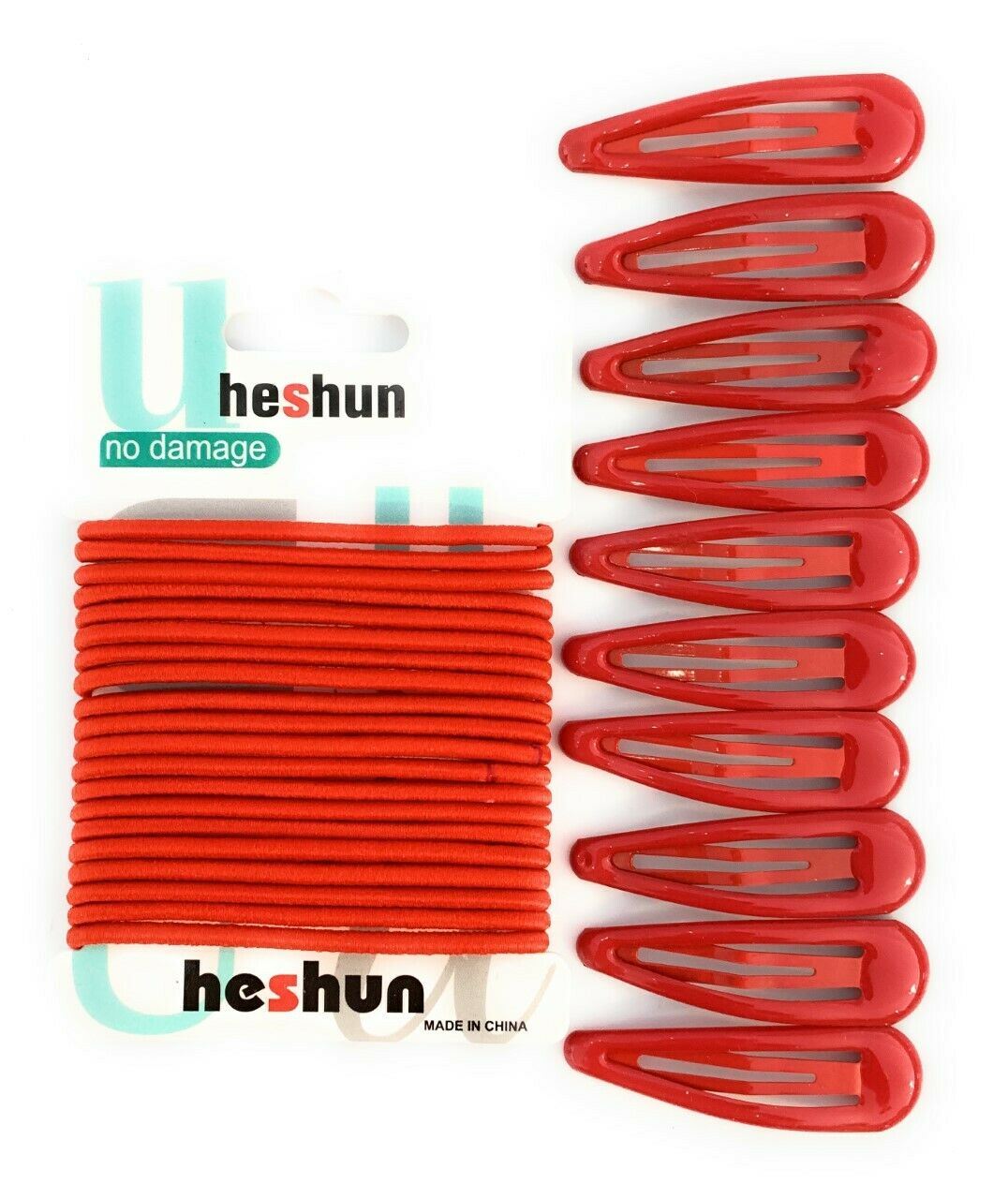 30 PCS Sleepie Elastics Hair Head Bands Snap Clips Hairbands Bobbles SCHOOL SET[Red,Full Set (Hair Elastics and Clips)]
