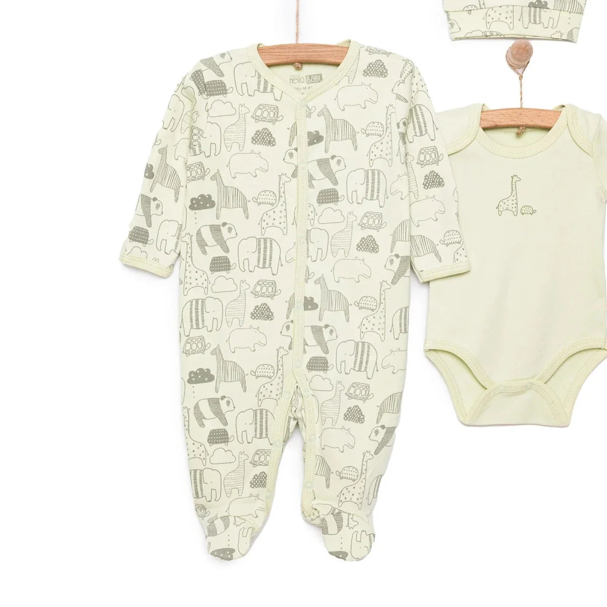 HelloBaby Boy Jumpsuit-Body-Hat - Green