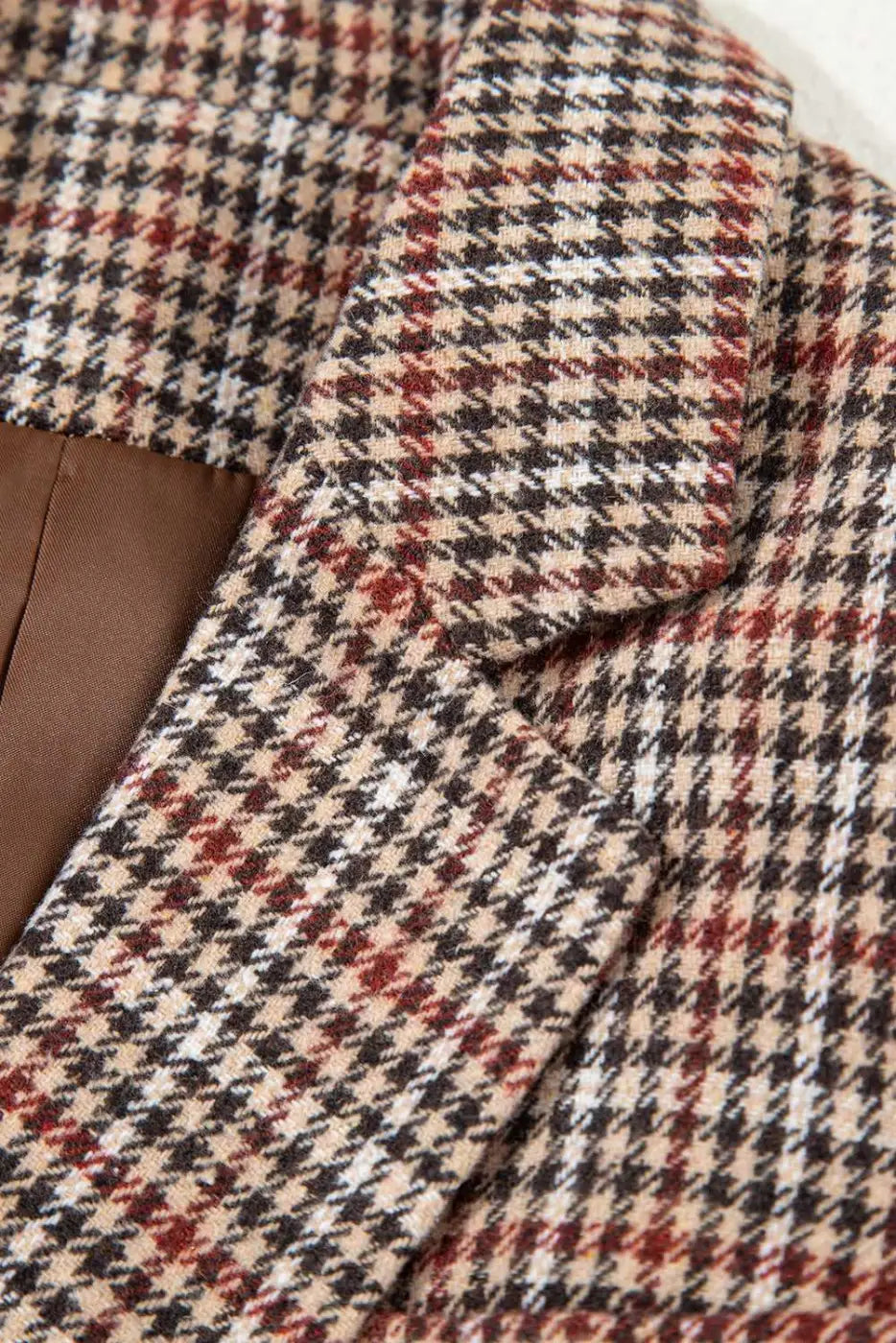 Brown Houndstooth Fitted Blazer Women UK