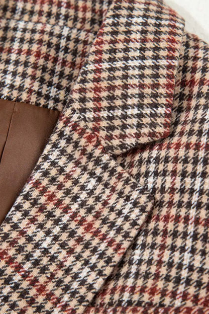 Brown Houndstooth Fitted Blazer Women UK