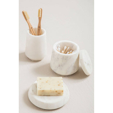 Abaska Off White Marble Bathroom Tumbler