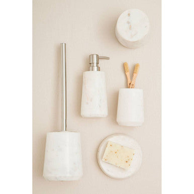 Abaska Off White Marble Cotton Jar with Lid