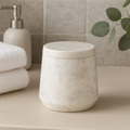 Abaska Off White Marble Cotton Jar with Lid
