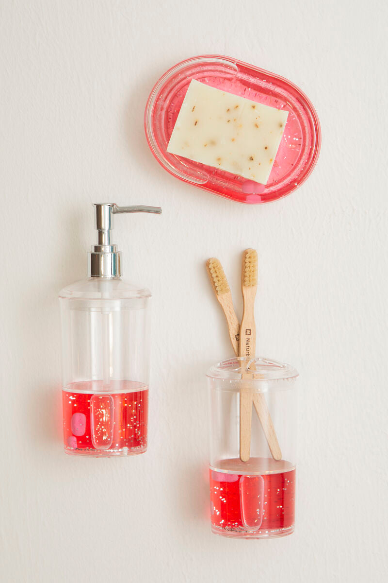 Acrylic Red Floating Hearts Soap Dish