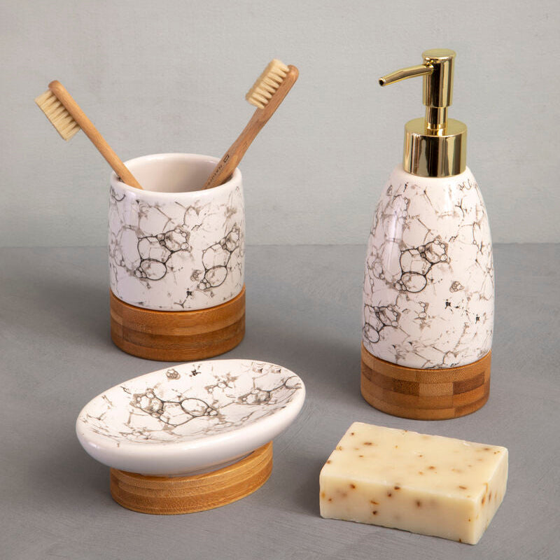 Earth 3 Piece Marble Print Bathroom Set