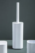 Ando White Acrylic Toilet Brush Holder with Flip Lid