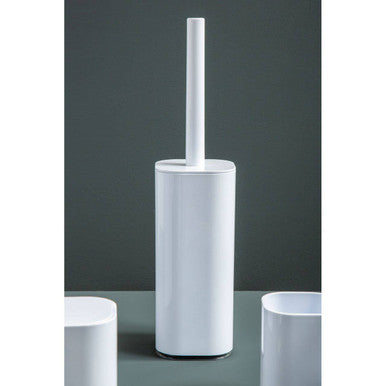 Ando White Acrylic Toilet Brush Holder with Flip Lid