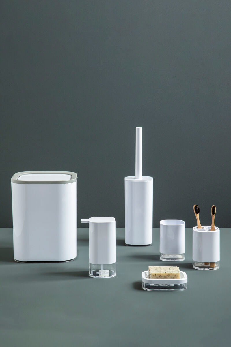Ando White Acrylic Waste Bin with Flip Lid