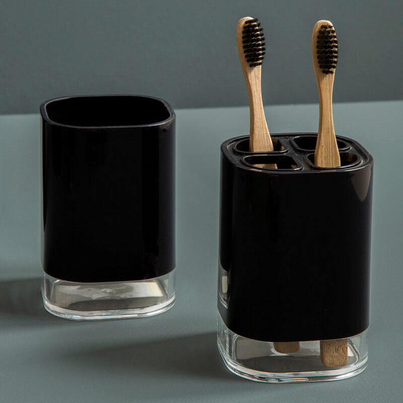 Ando Black Acrylic Toothbrush Holder with Four Sections