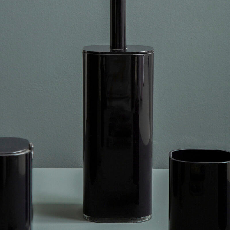 Ando Black Acrylic Toilet Brush Holder with Lid