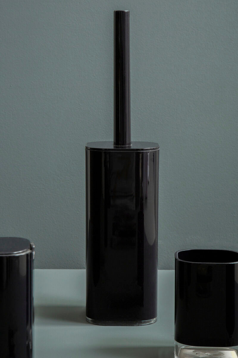 Ando Black Acrylic Toilet Brush Holder with Lid