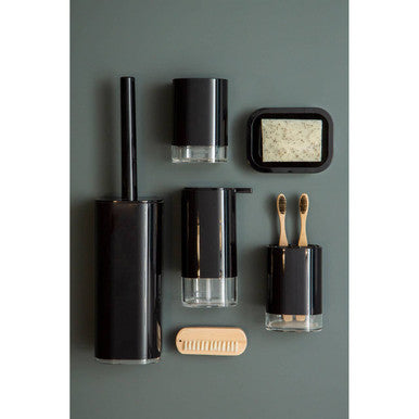 Ando Black Acrylic Toilet Brush Holder with Lid