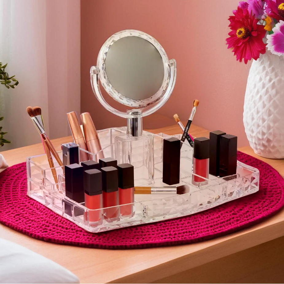 Beauty Cosmetic Organiser With A Mirror
