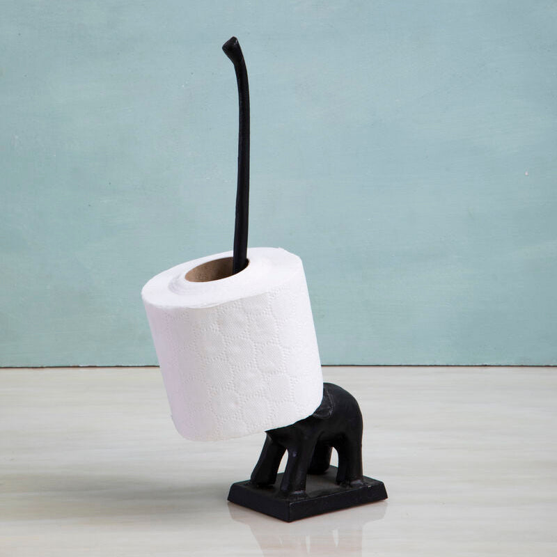 Fauna Black Finish Elephant Toilet Roll Holder