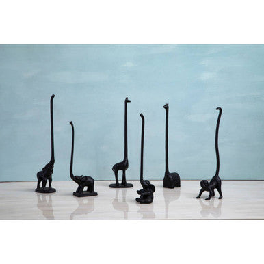 Fauna Black Finish Elephant Toilet Roll Holder with Round Base