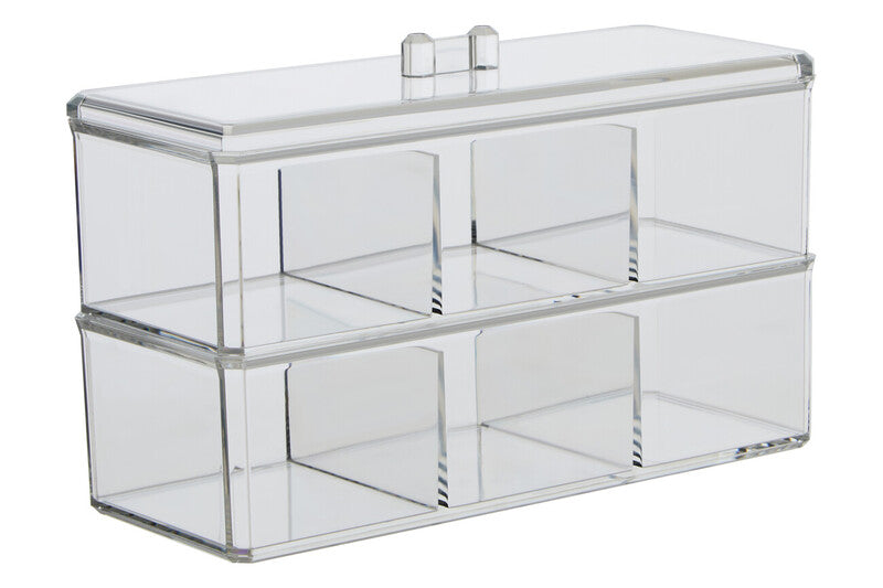 Romm Six Compartment Clear Plastic Cosmetics Organiser