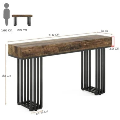 140cm Console Table, Modern Entryway Table with Metal Legs