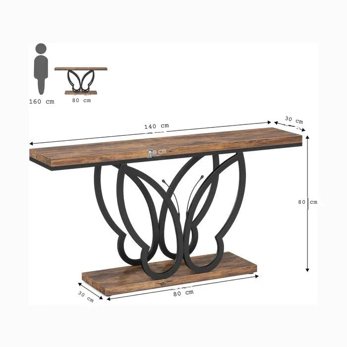 140cm Console Table Sofa Table with Butterfly Metal Frame