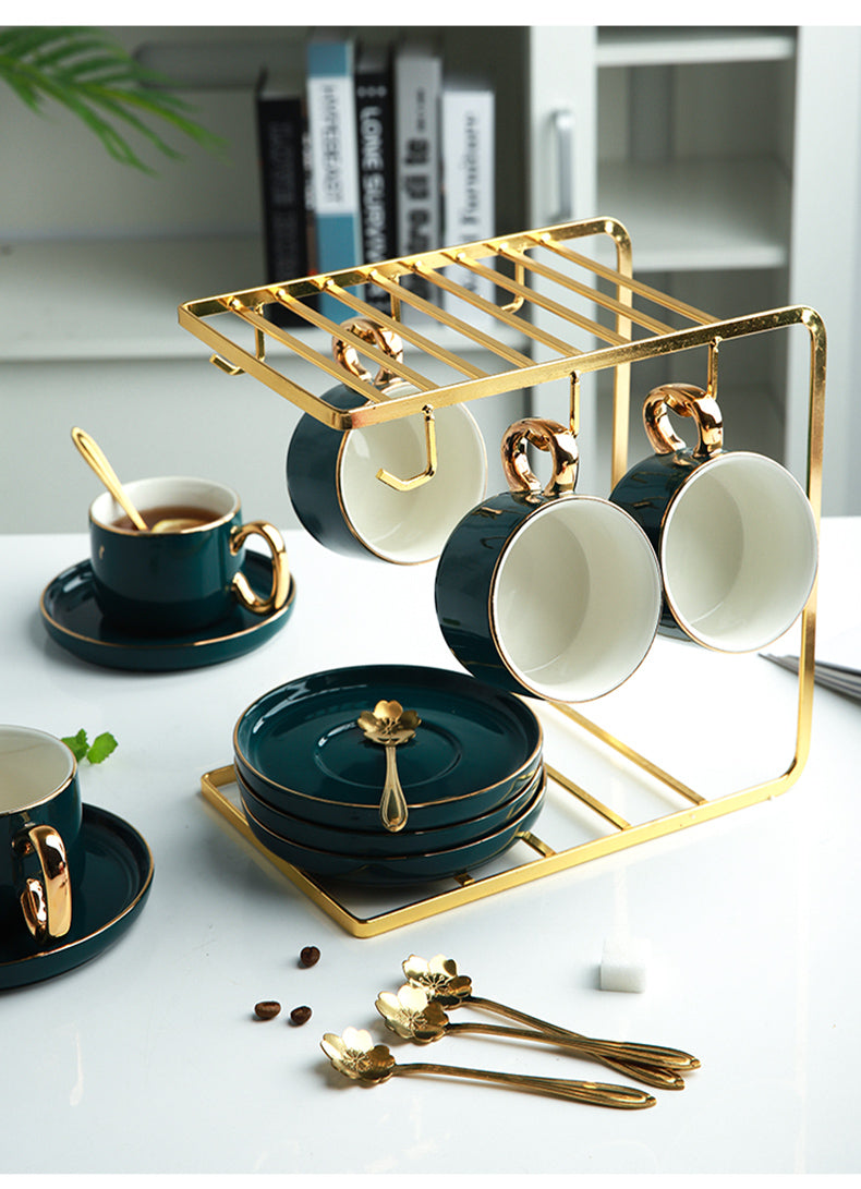 Coffee Cup And Saucer Set Ceramic Cup With Saucer And Spoon Cup Holder Set