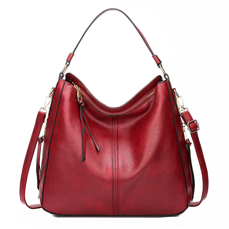 Hobos Zipper Bucket Bags With Adjustable Shoulder-strap Handbags Temperament High Capacity Messenger Shoulder Bag For Women