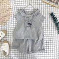 Summer Suit Korean Style Cotton Sleeveless Hooded Shorts Two-Piece Girl Western Style Suit