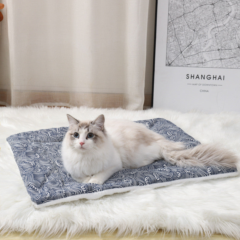 Thick Cotton Linen Lamb Wool Blanket Kennel Dog Mat Pet Supplies