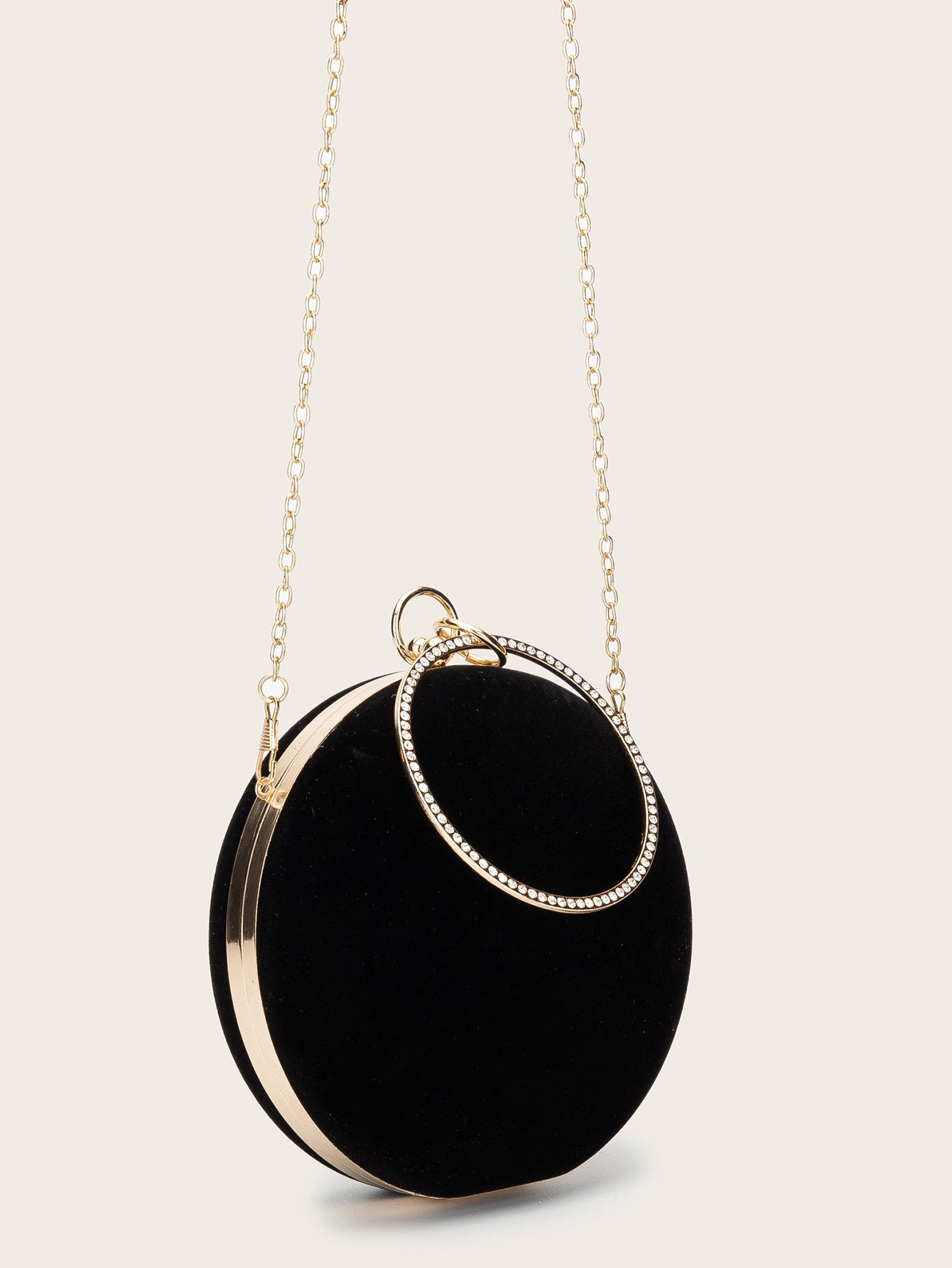 Velvet Oblate Round Banquet Bag