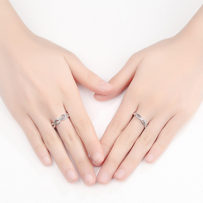 Sansheng III 925 Sterling Silver Couple Ring Japan And South Korea Simple Trend Of Men And Women On The Ring Valentines Day Gift For Girlfriend