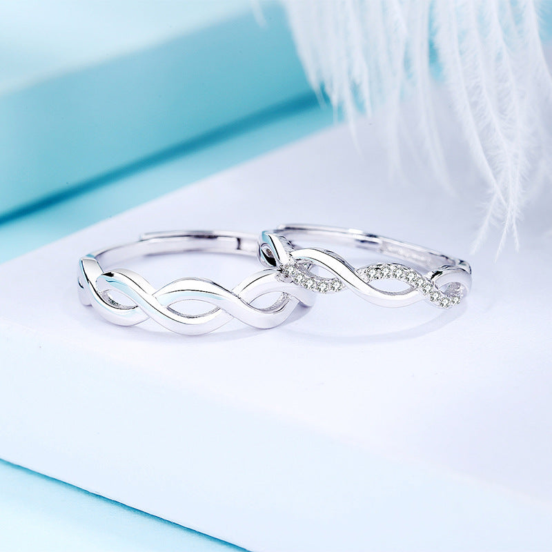 Sansheng III 925 Sterling Silver Couple Ring Japan And South Korea Simple Trend Of Men And Women On The Ring Valentines Day Gift For Girlfriend