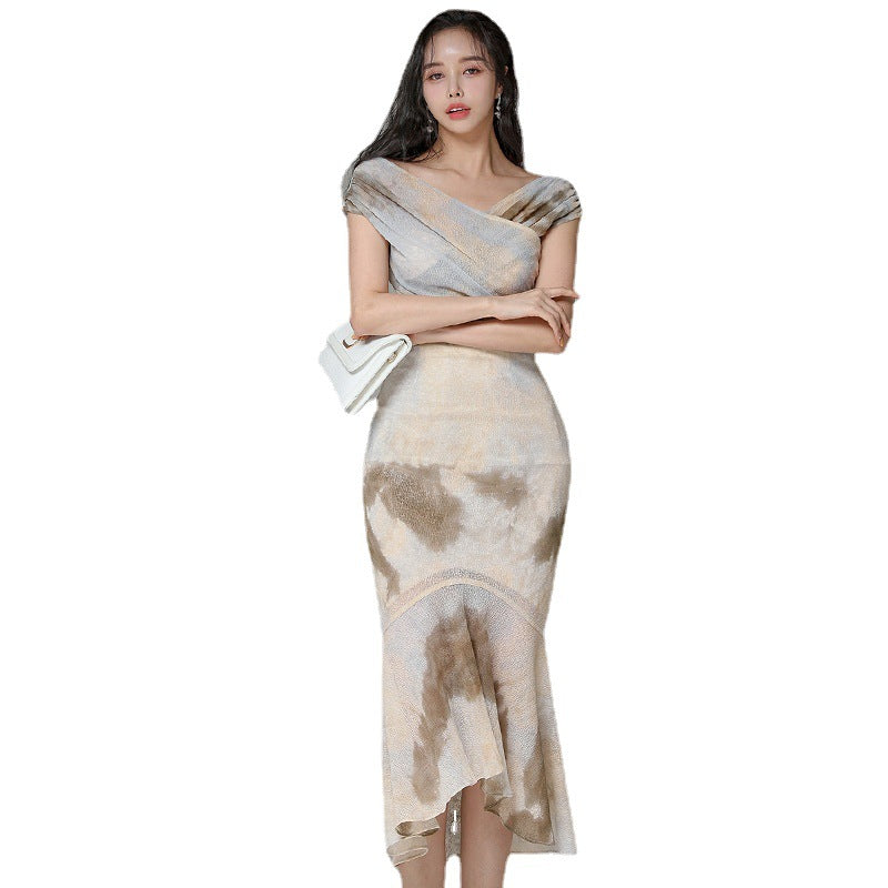 Queen Irregular Mermaid 2 Pieces Set Women Summer V-Neck