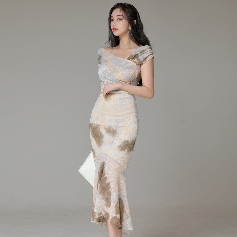 Queen Irregular Mermaid 2 Pieces Set Women Summer V-Neck