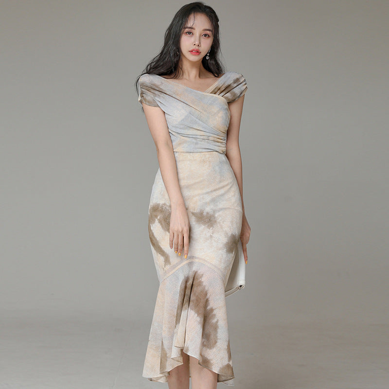 Queen Irregular Mermaid 2 Pieces Set Women Summer V-Neck