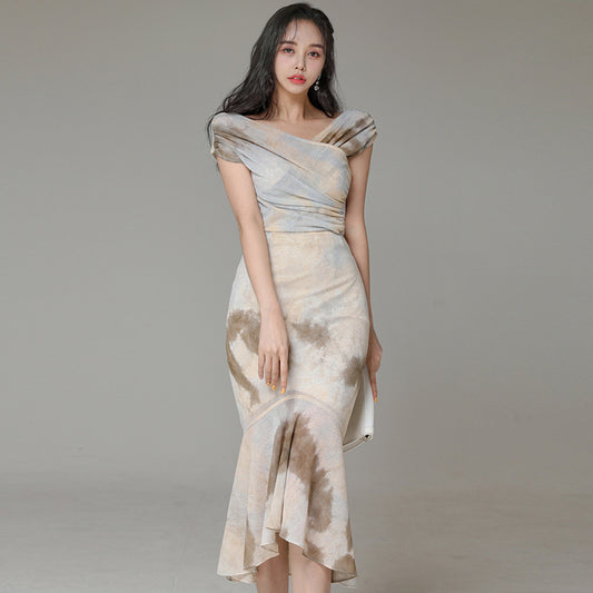 Queen Irregular Mermaid 2 Pieces Set Women Summer V-Neck