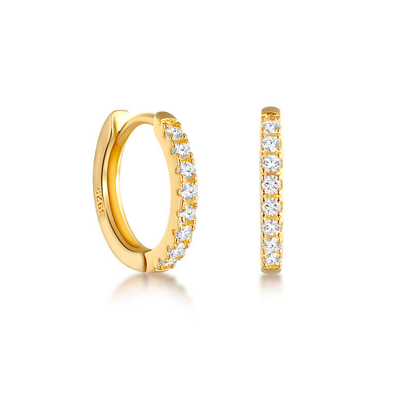 S925 Sterling Silver Geometric Round Micro-Set Earrings