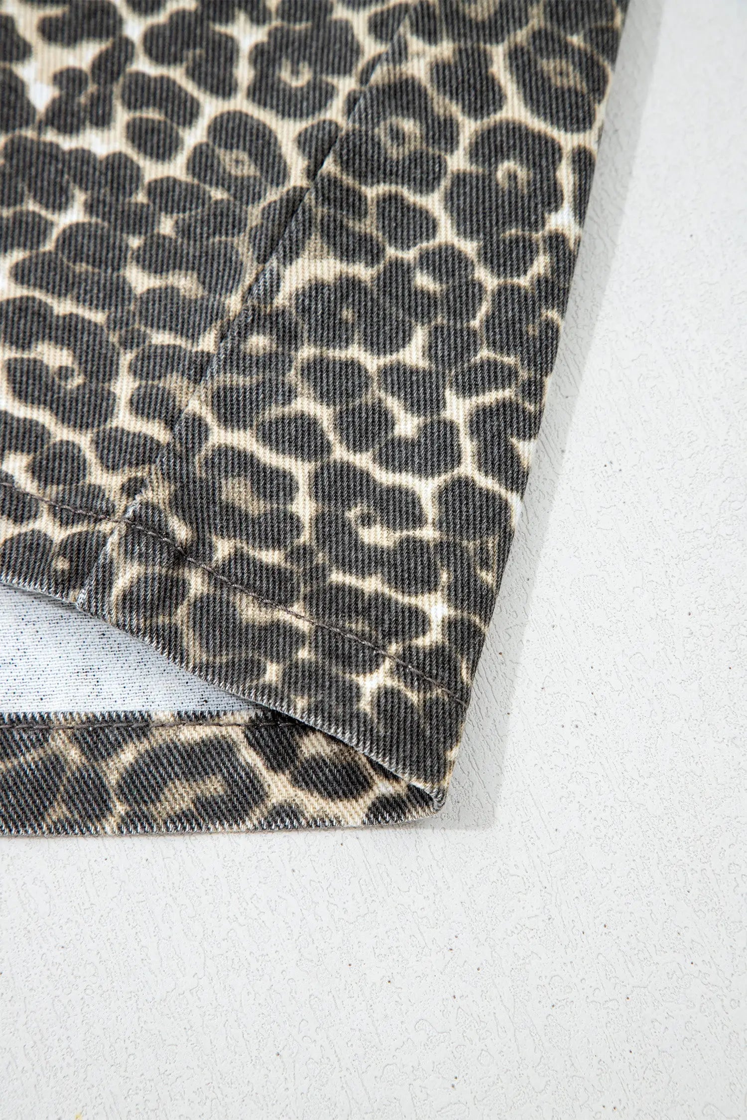 Gray Leopard Short Sleeve Denim Shirt Women UK