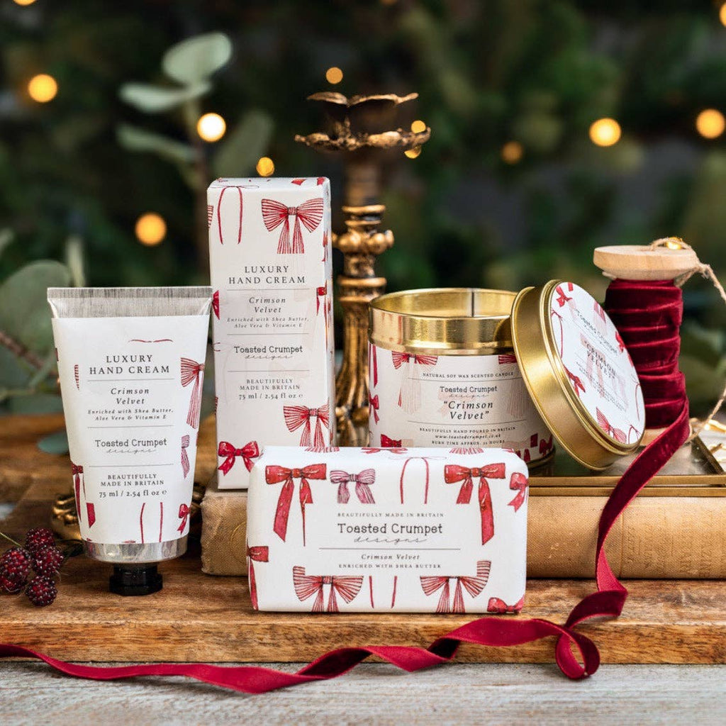 Crimson Velvet Candle in a Matt Gold Tin