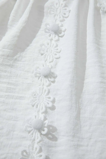 White Guipure Lace Frill Sleeve Blouse Women UK | Elegant